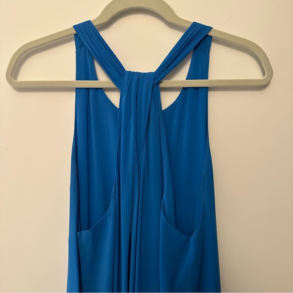 Alice + Olivia blue silk mini dress
